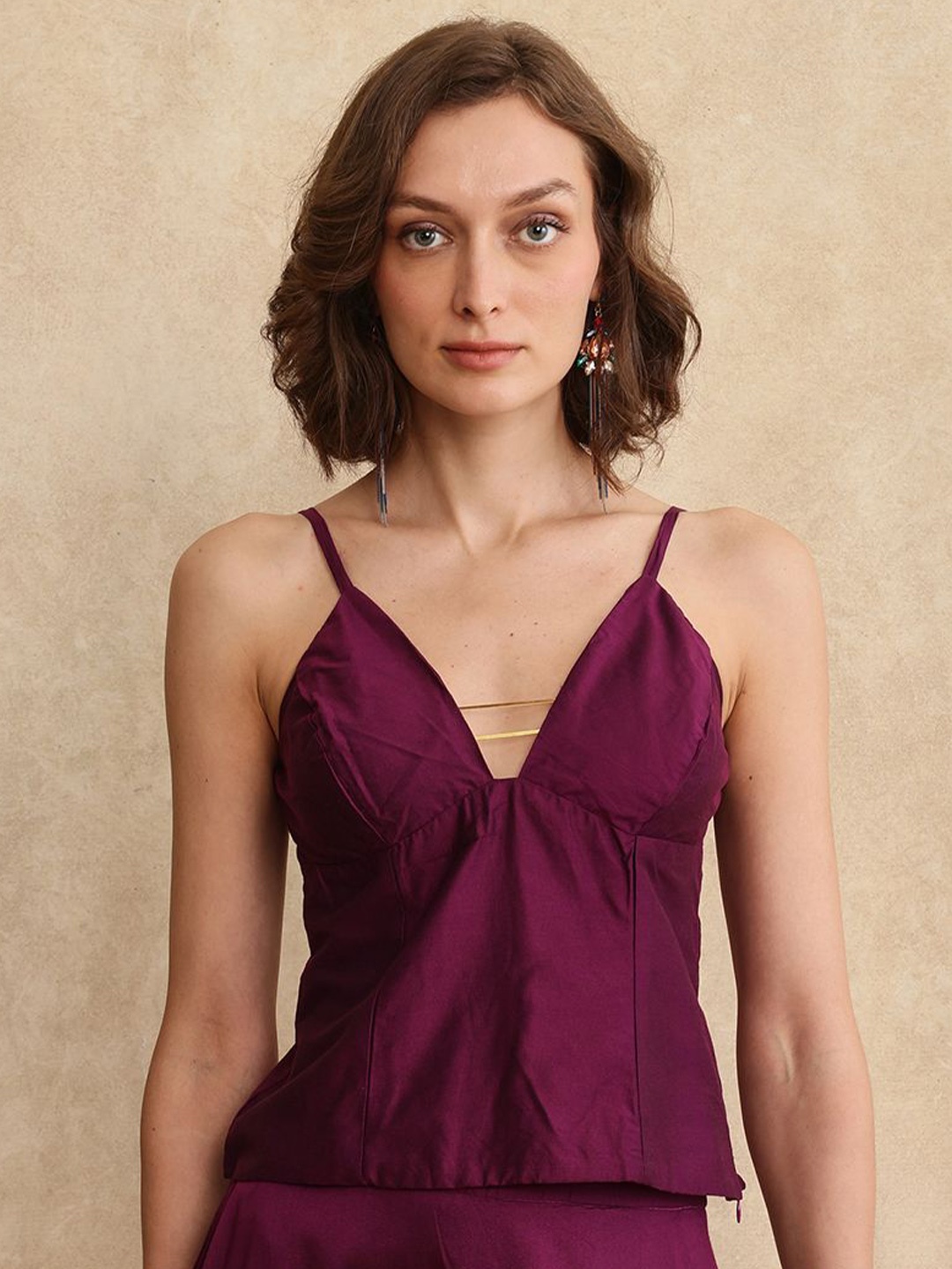 

RAREISM Women Shoulder Straps A-Line Top, Purple