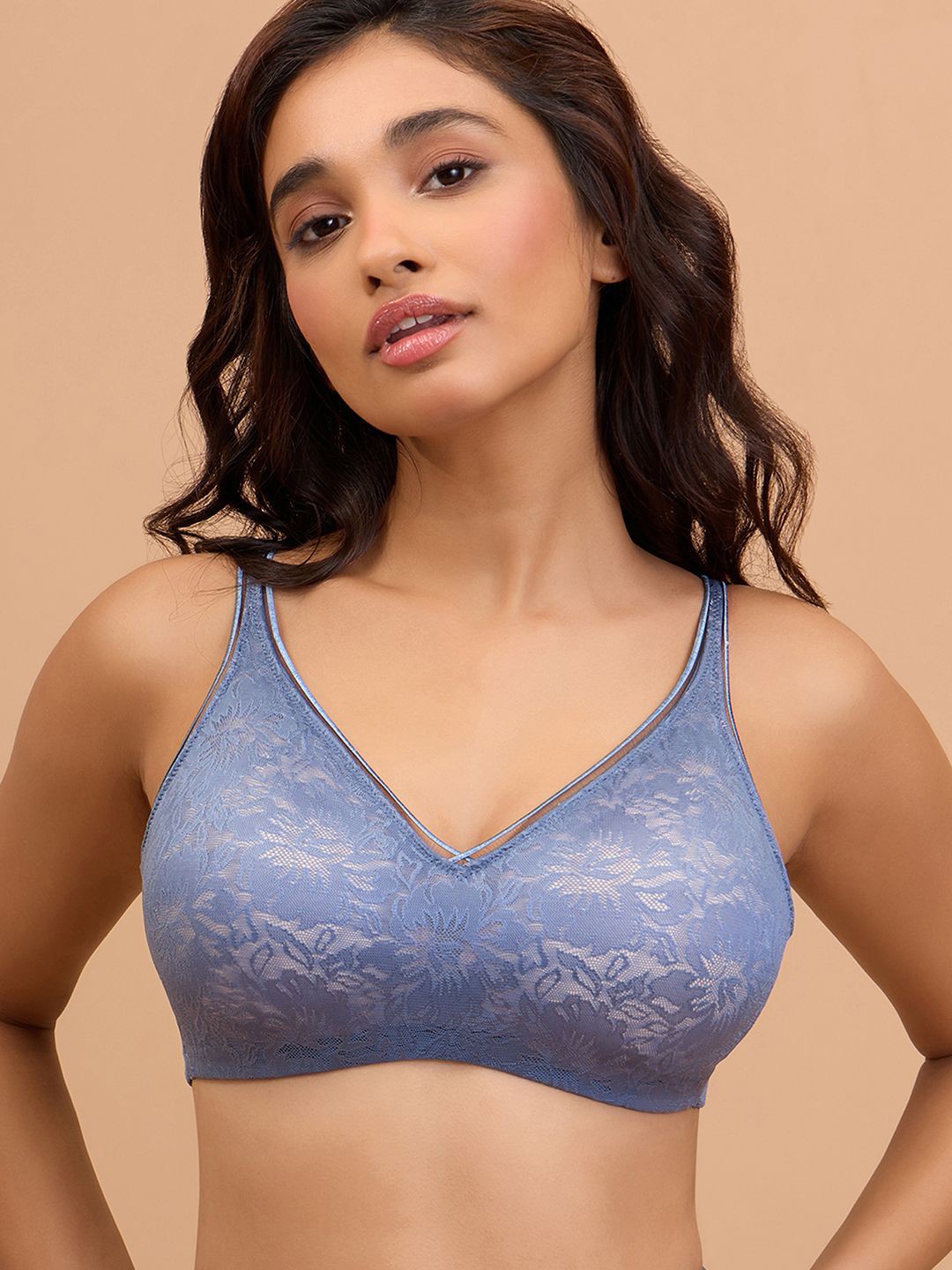 

Nykd Medium Coverage Lightly Padded Cotton Everyday Bra, Blue