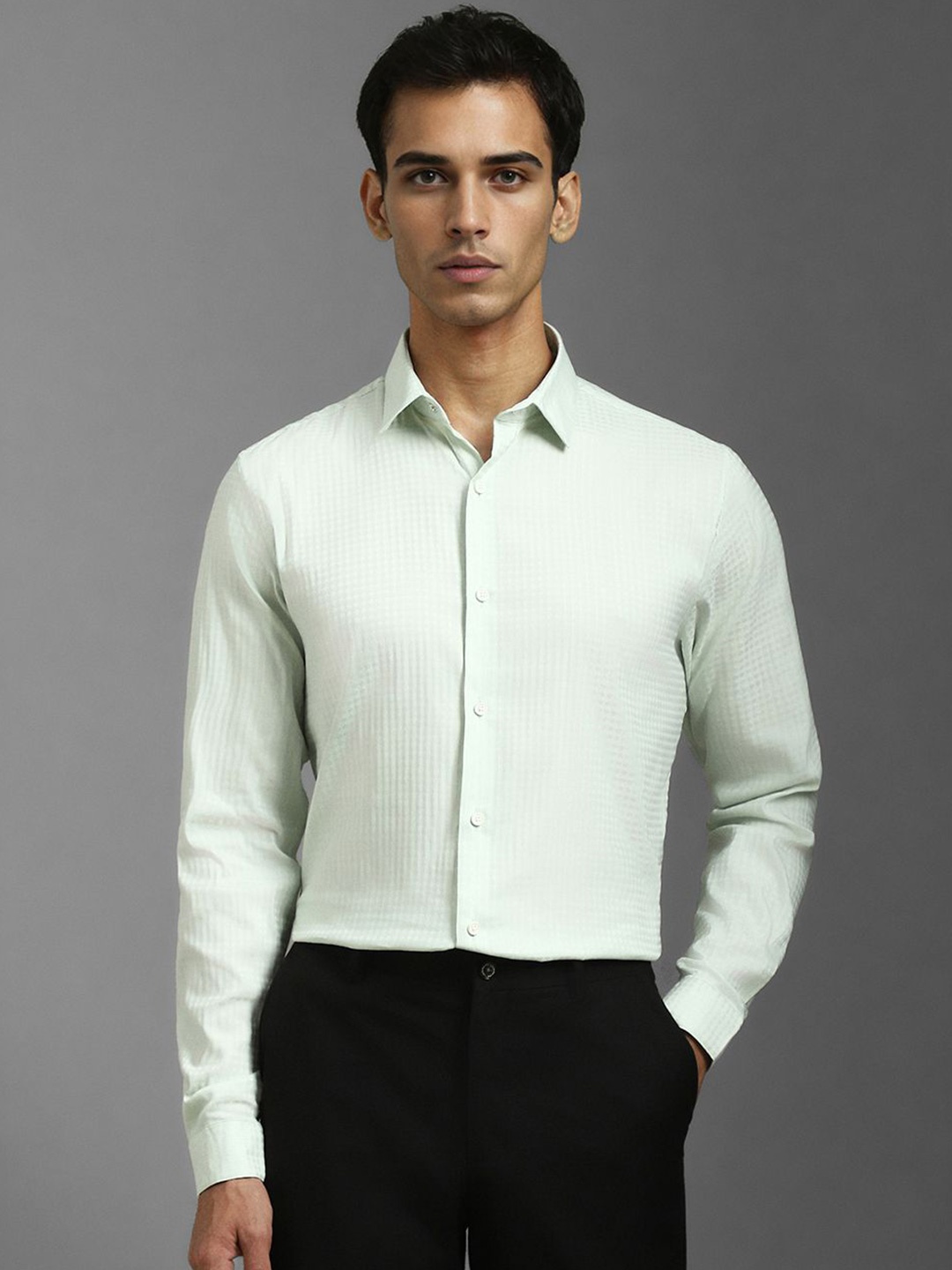 

Louis Philippe Sport Men Self Design Super Slim Fit Casual Shirt, Green