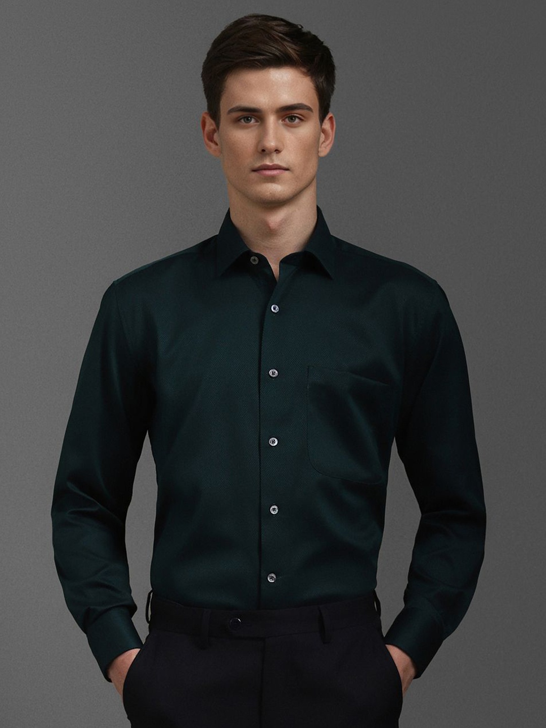 

Luxure by Louis Philippe Men Classic Fit Textured Formal Shirt, Green