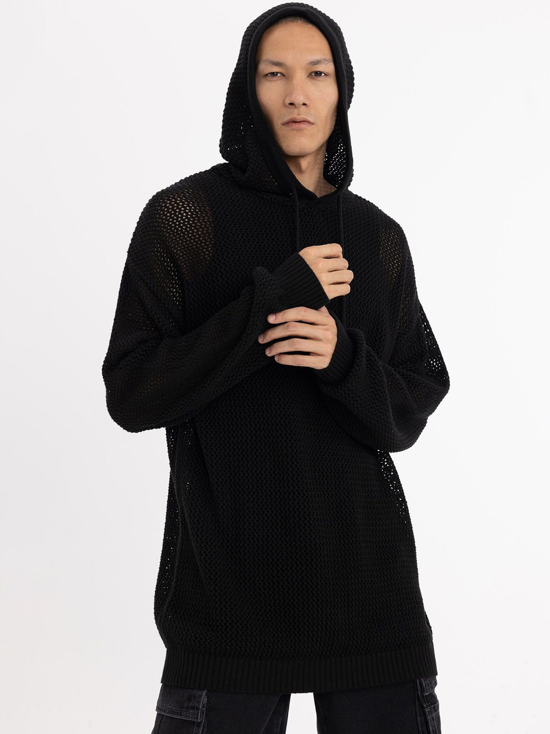 

DeFacto Men Cable Knit Pullover Sweaters, Black