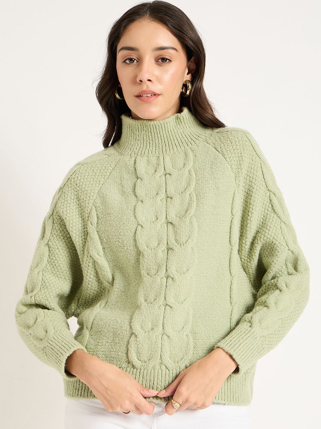 

FEMMELLA Women Cable Knit Sweater Vest, Green