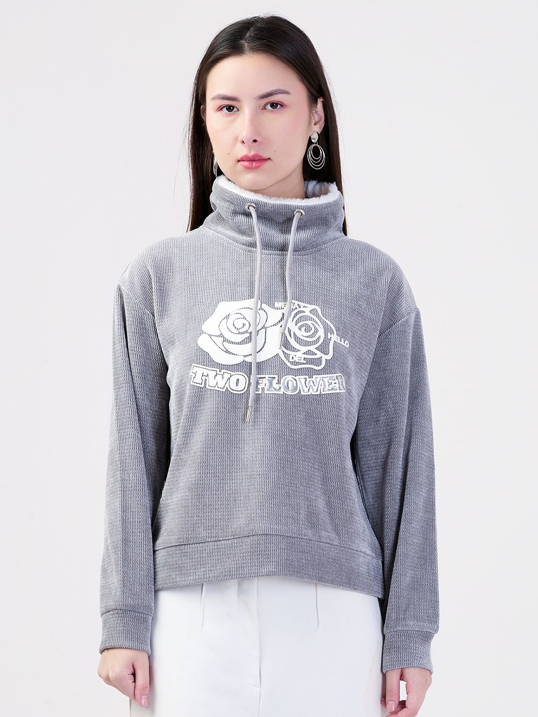 

Albion By CnM Women High Neck Sweatshirt, Grey