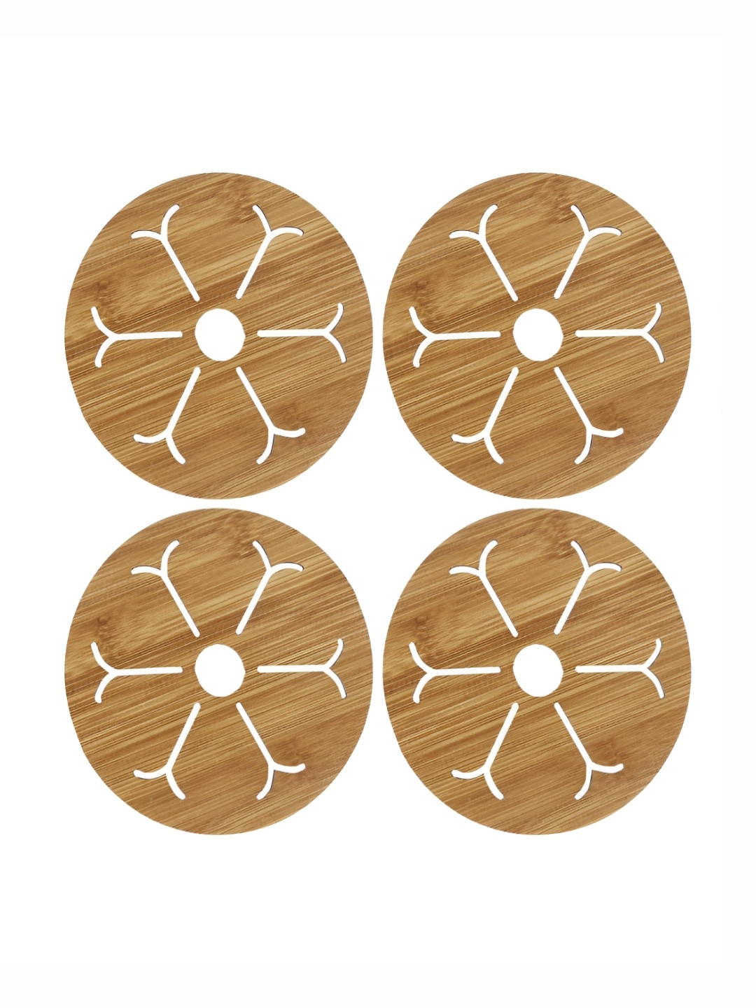 

HOKIPO Brown 4 Pieces Textured Bamboo Wooden Coasters