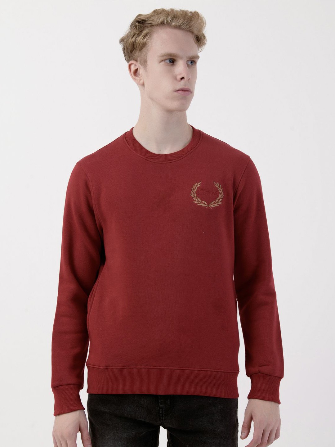 

Albion By CnM Men Cotton Long Sleeves Pullover Sweatshirt, Maroon