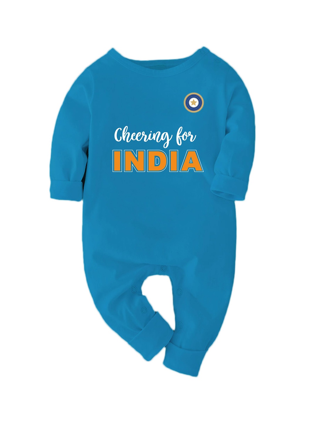 

Zeezeezoo Infants Cricket Cheering for India Printed Cotton Romper, Blue