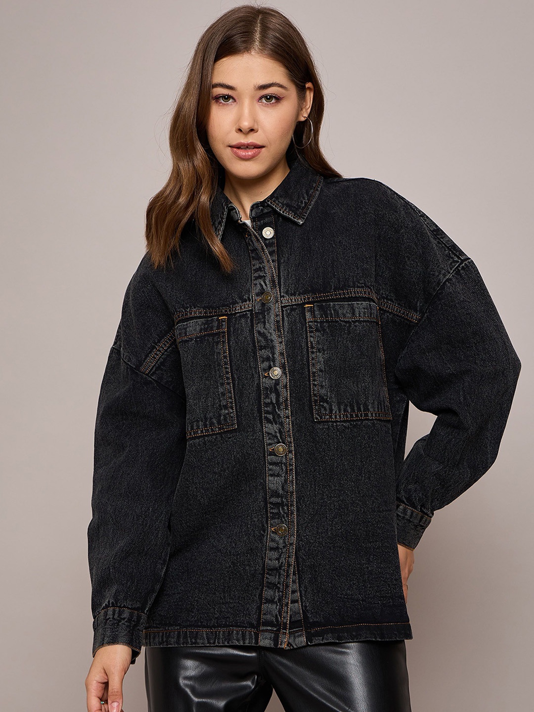 

SASSAFRAS BASICS Women Longline Denim Jacket, Blue