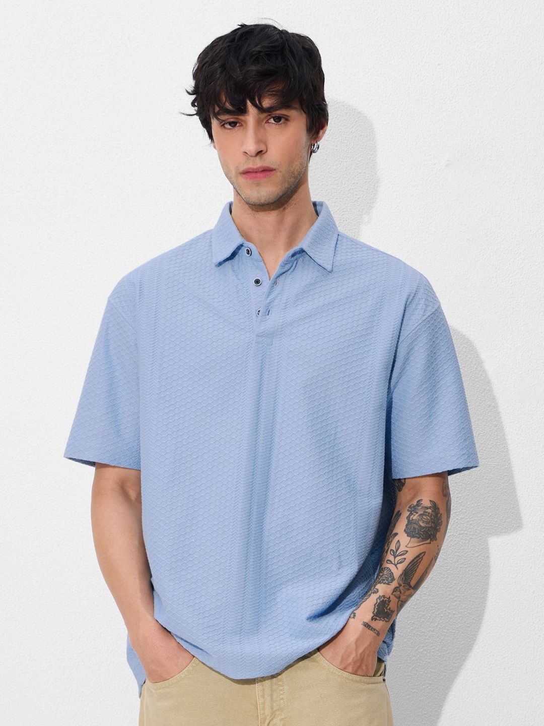 

The Souled Store Men Polo Collar T-shirt, Blue