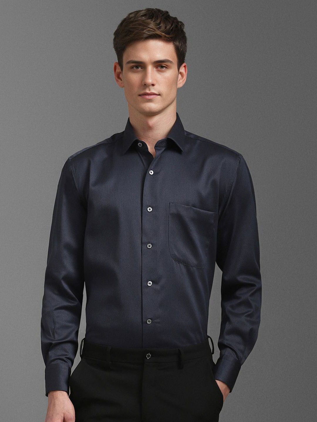 

Luxure by Louis Philippe Men Classic Opaque Formal Shirt, Charcoal