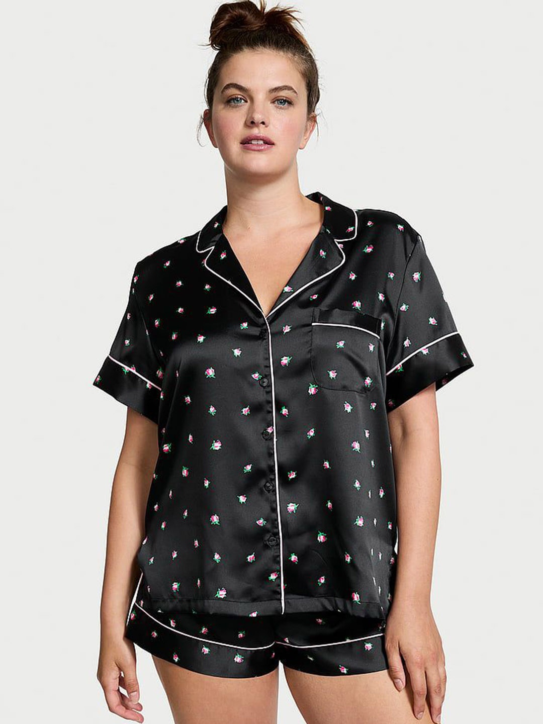

Victoria's Secret Women Printed Night suit, Black