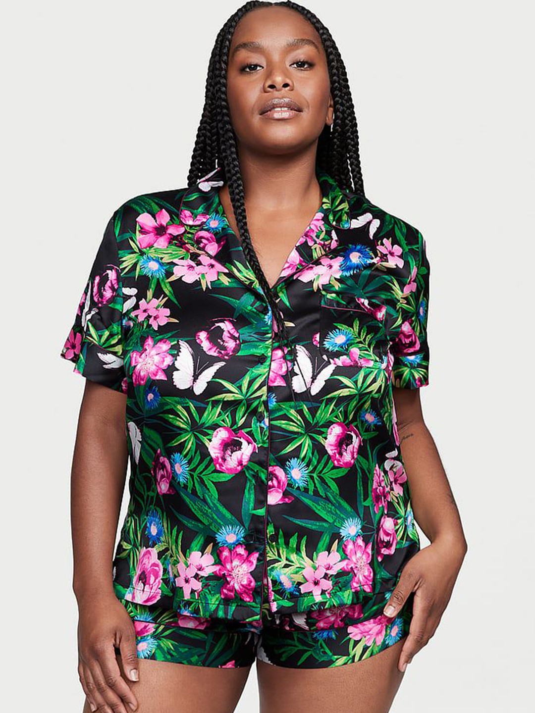 

Victoria's Secret Women Tropical Printed Night suit, Green