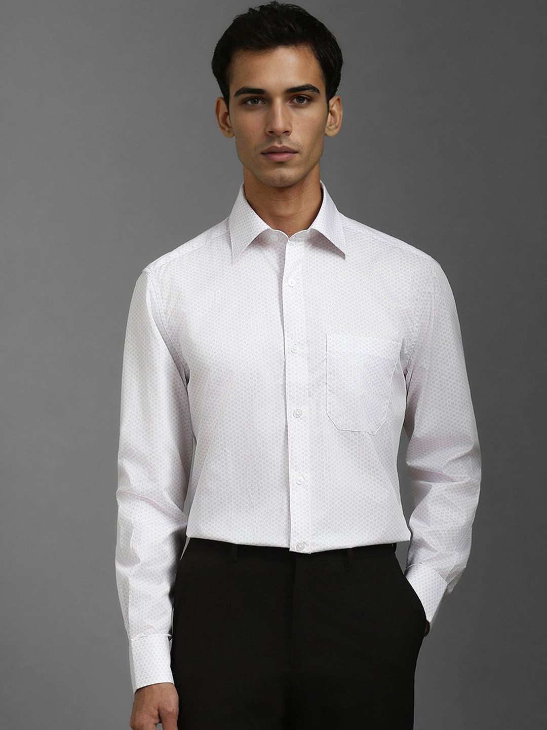 

Louis Philippe Men Classic Printed Formal Shirt, White