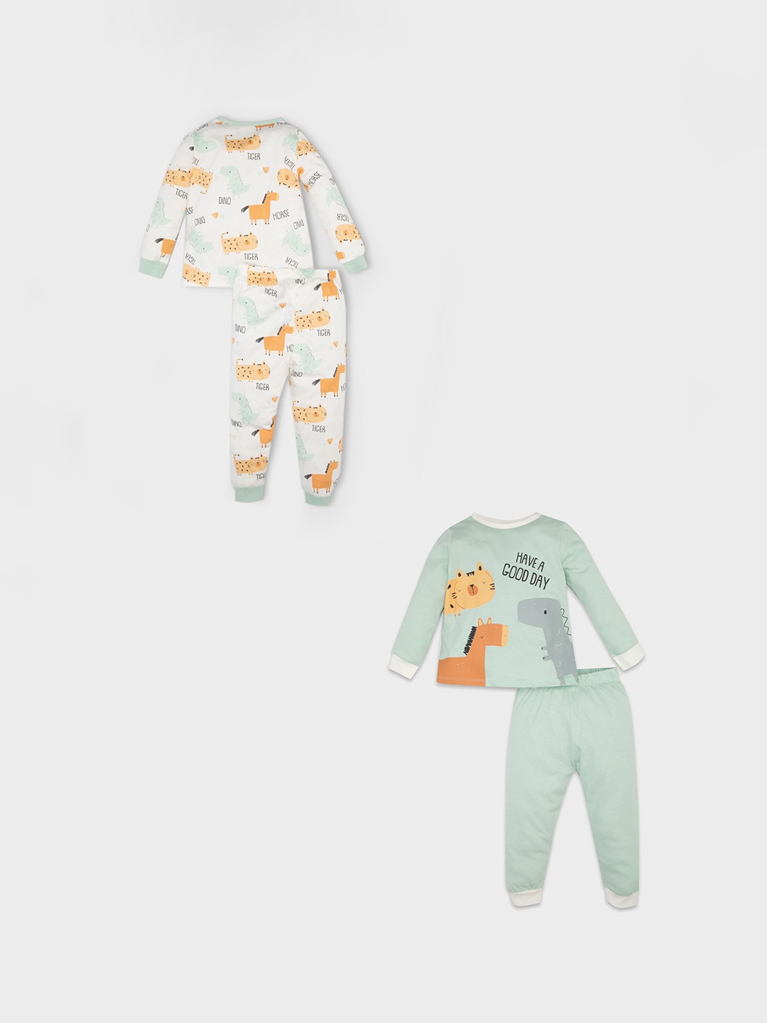 

DeFacto Infant Boys Pack Of 2 Graphic Printed Pure Cotton Night Suit, Off white