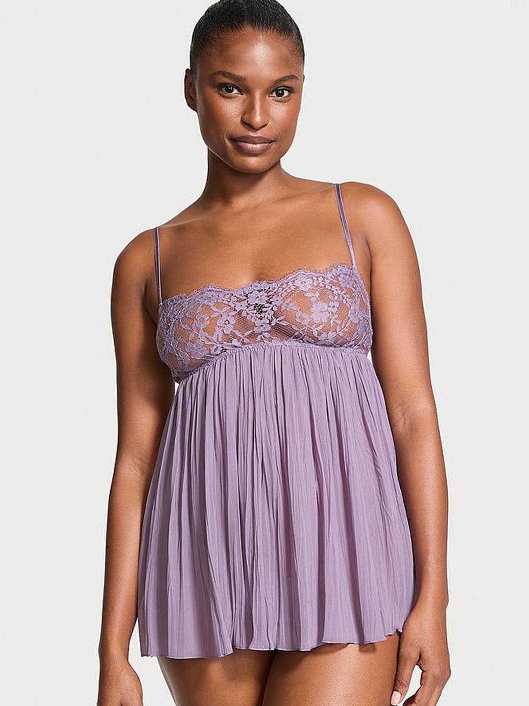 

Victoria's Secret Shoulder Straps Self Design Baby Doll, Purple