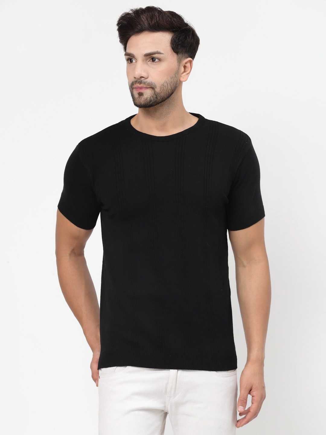 

Kalt Men Monochrome Pockets T-shirt, Black