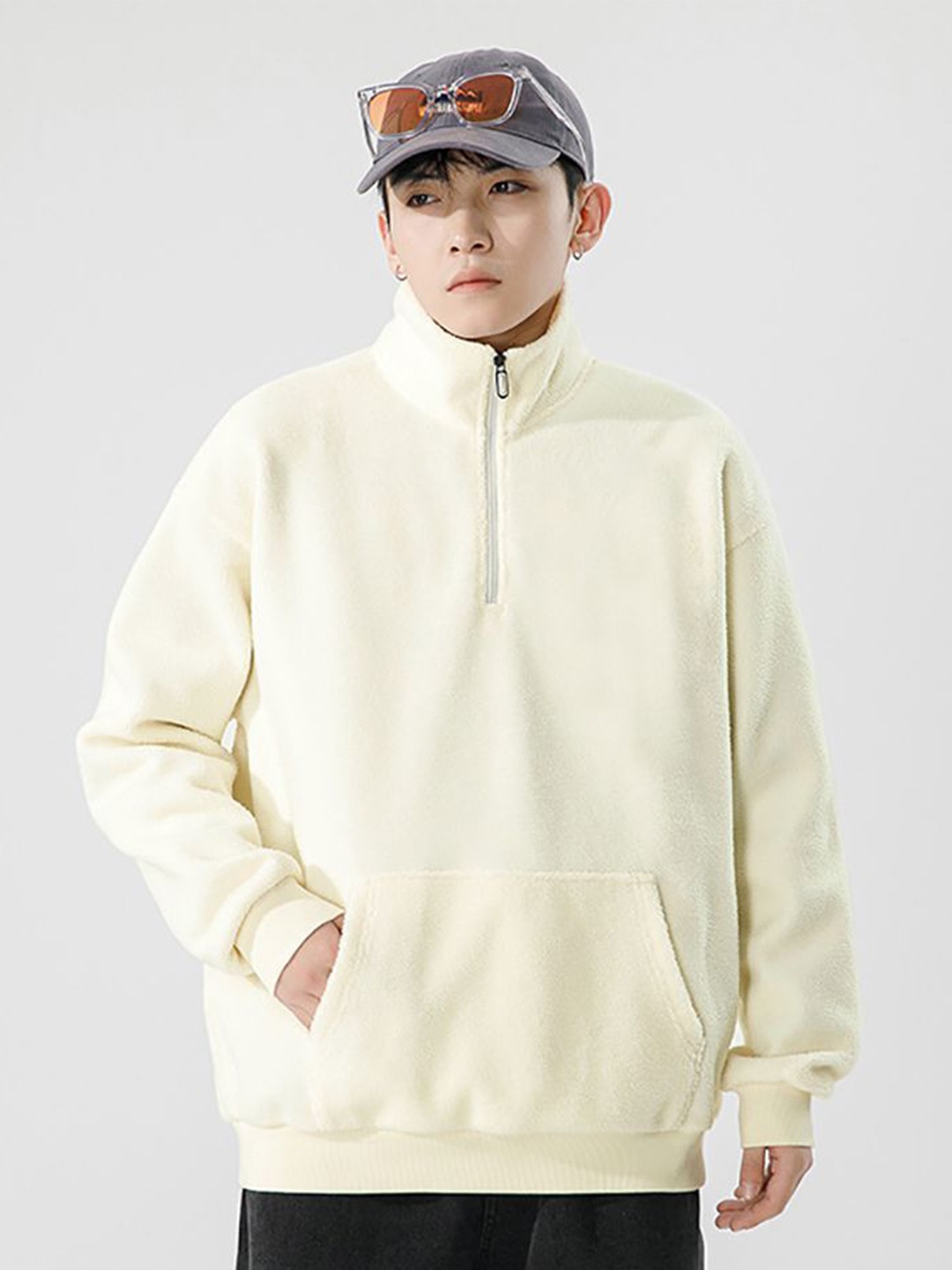 

StyleCast x Revolte Men Mock Collar Sweatshirt, Beige