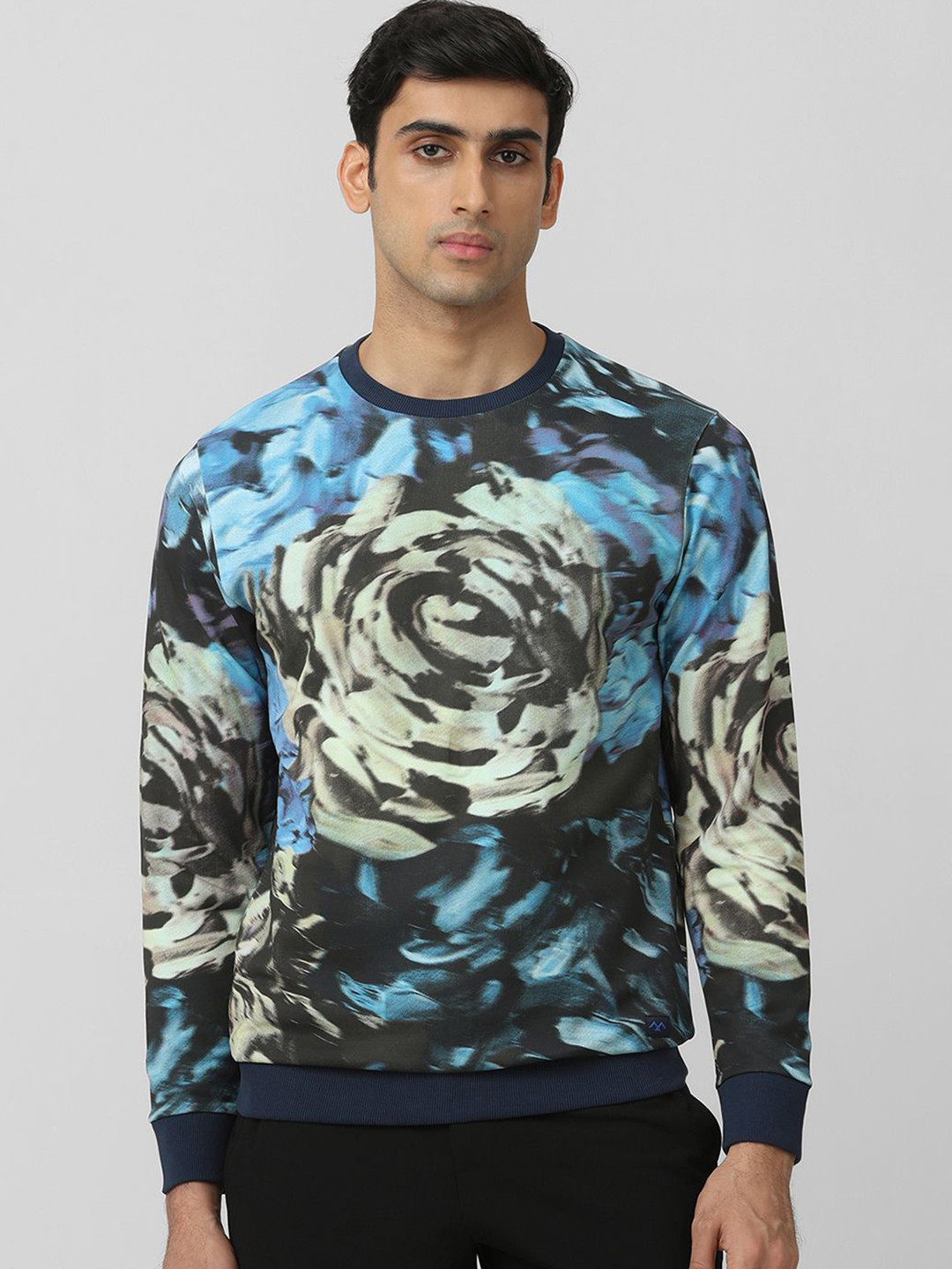 

Mufti Men Abstract Printed Round Neck Long Sleeves Pullover Sweatshirt, Blue