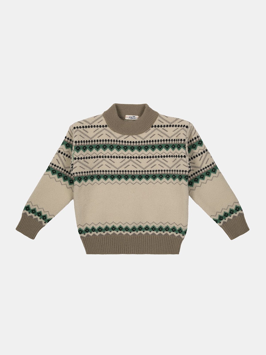 

Albion By CnM Boys Round Neck Woollen Pullover Sweater, Beige