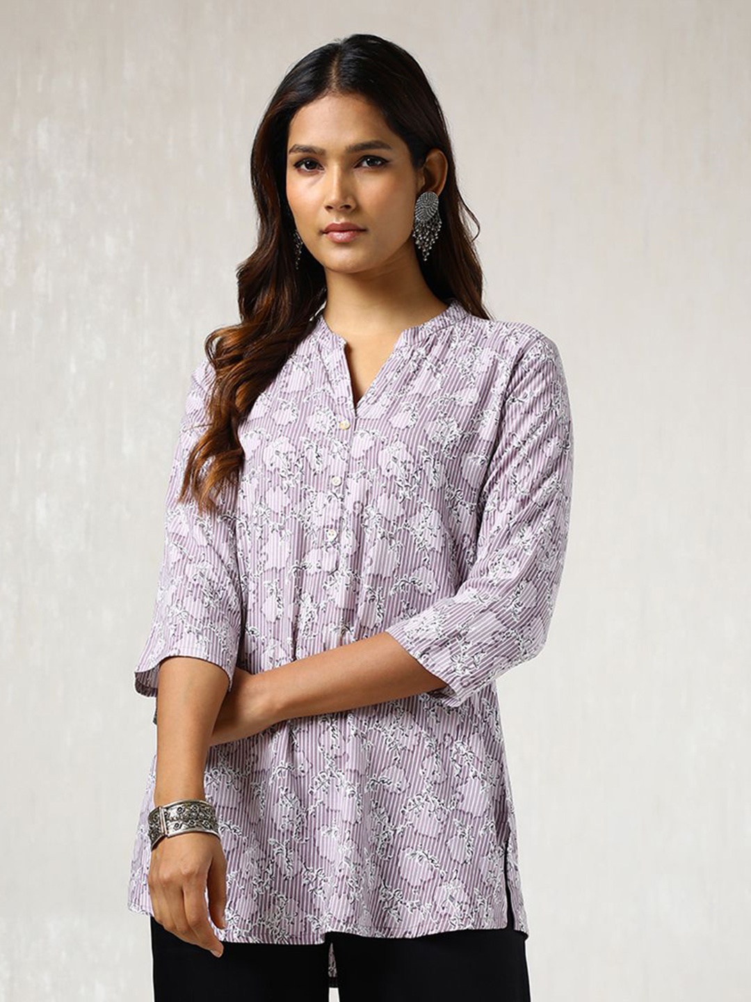 

Soch Printed Mandarin Collar Tunic, Purple