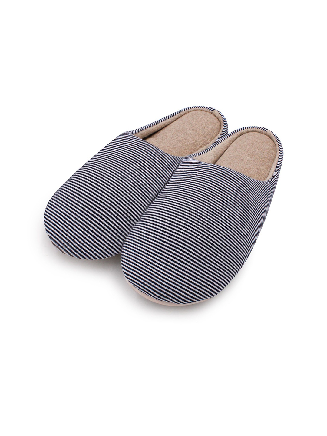 

JENNA Women Striped Room Slippers, Blue