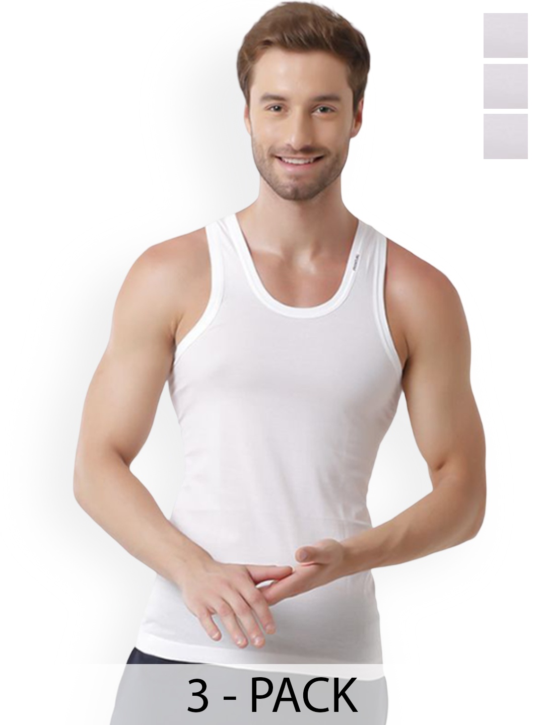 

Rupa Pack Of 3 Cotton Basic Vests, White