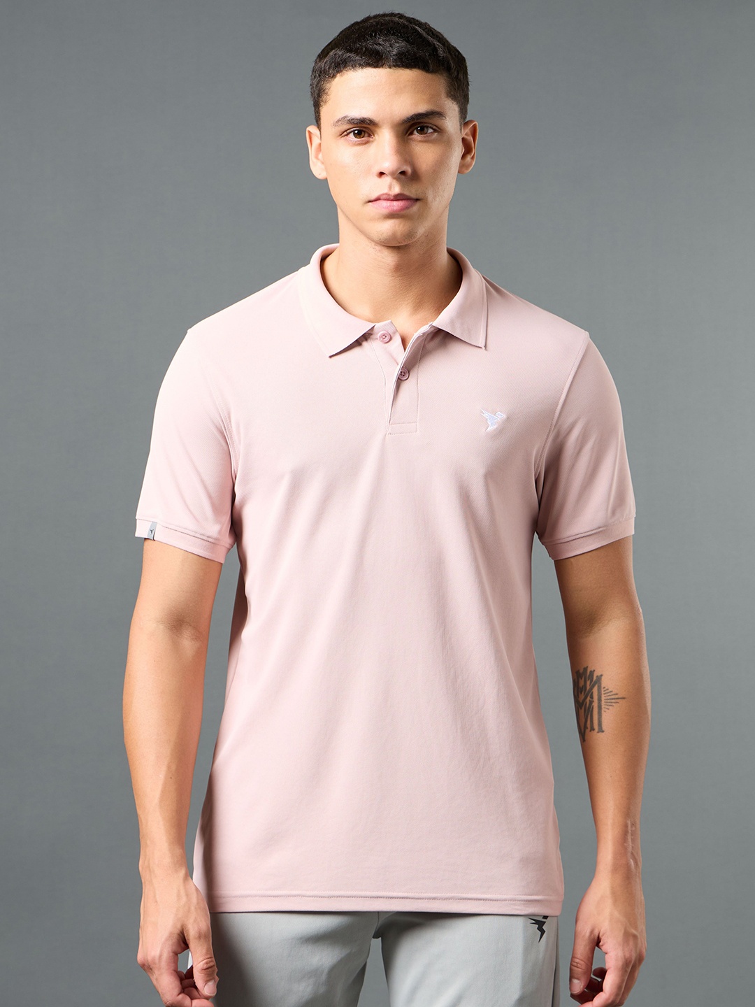 

Technosport Men Solid Slim Fit Polo Sports T-shirt with MATPIQ, Pink