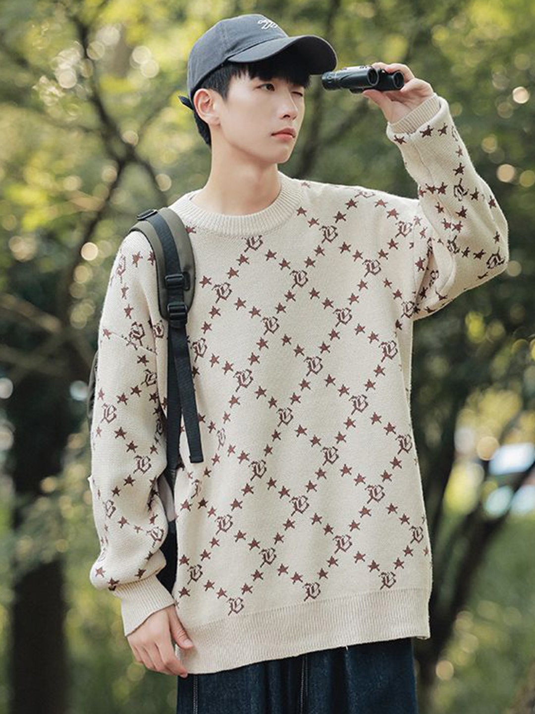 

StyleCast x Revolte Men Longline Round Neck Casual Pullover, Beige