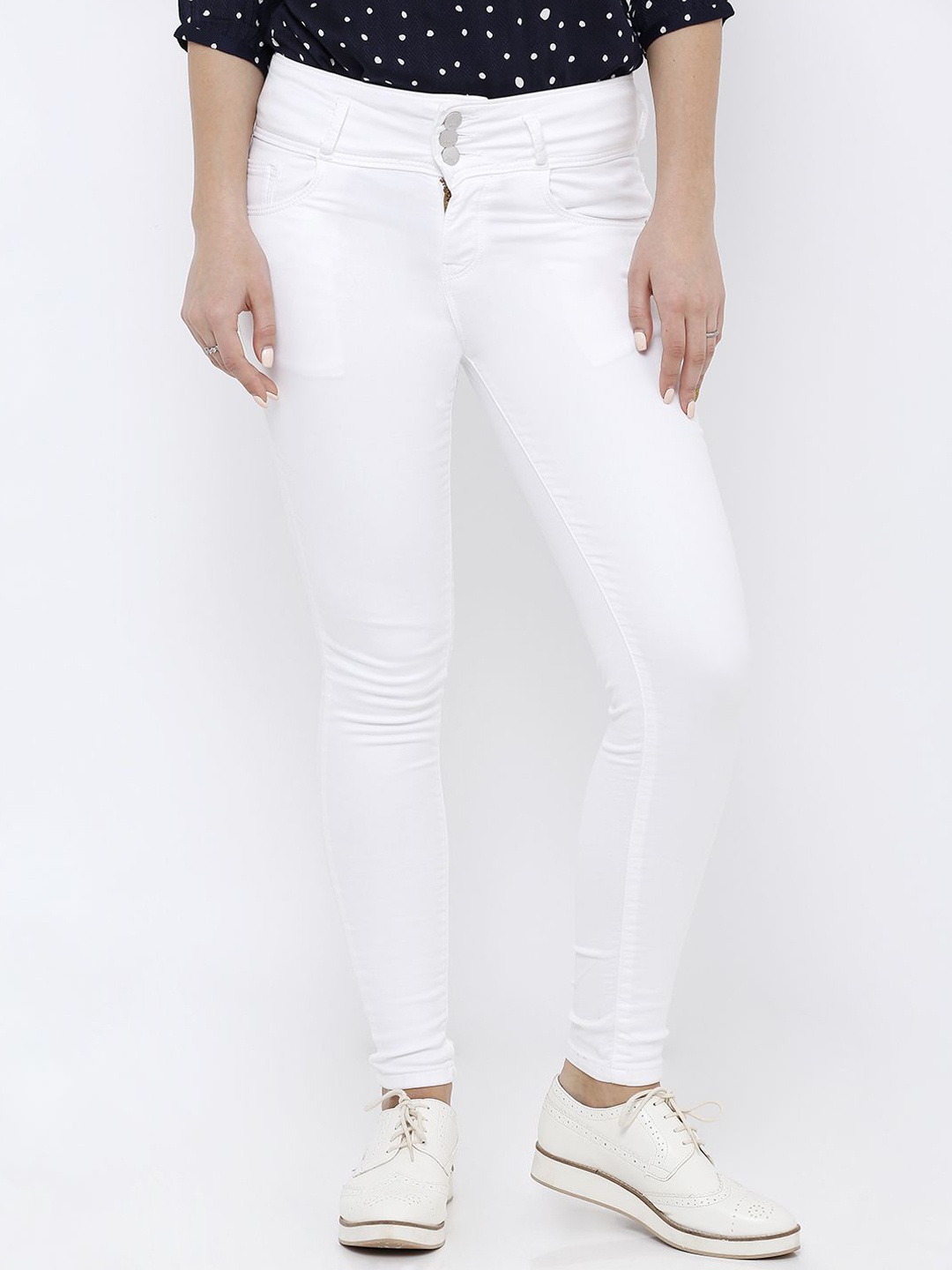 

Kraus Jeans Women Skinny Fit High-Rise Jeans, White