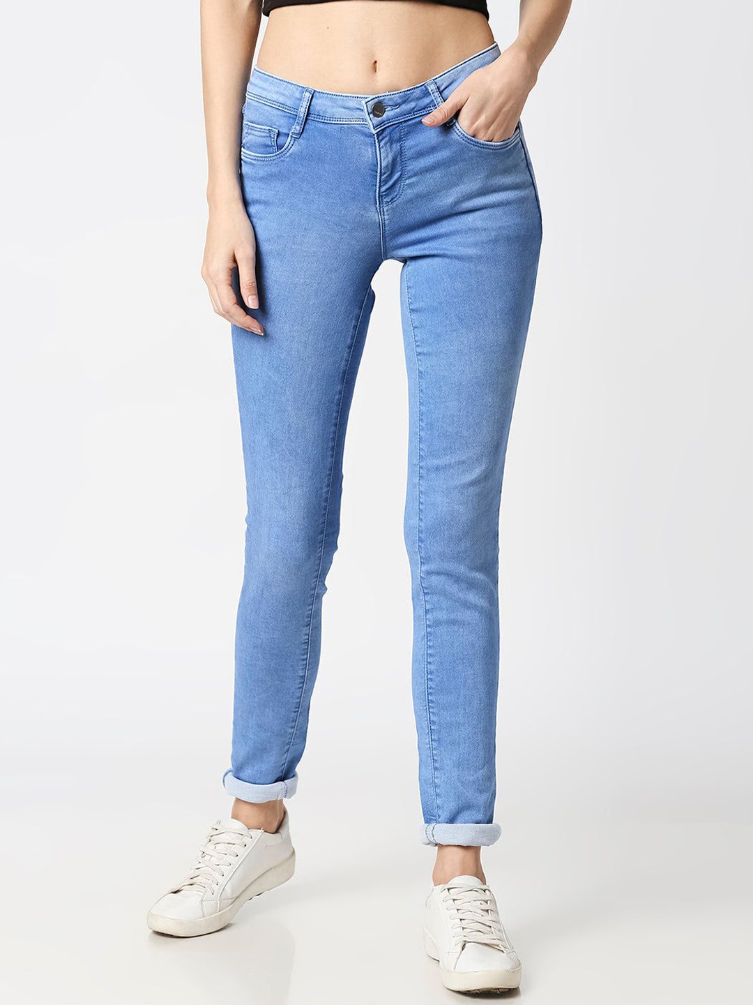 

Kraus Jeans Women Mid-Rise Skinny Fit Jeans, Blue