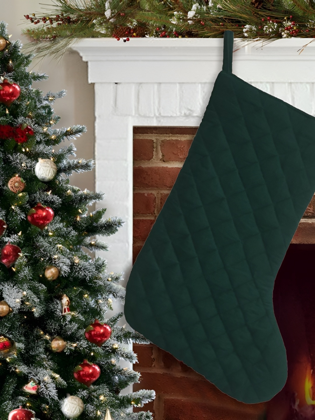 

Home Heart Green Velvet Christmas Stocking