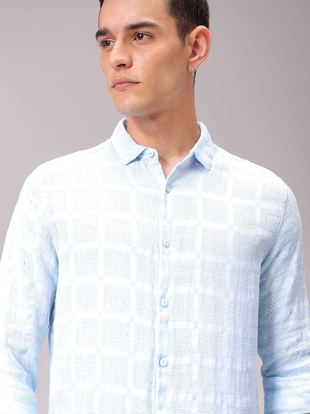 

The Indian Garage Co Men Regular Fit Dobby Textured Resortwear Shirt, Blue
