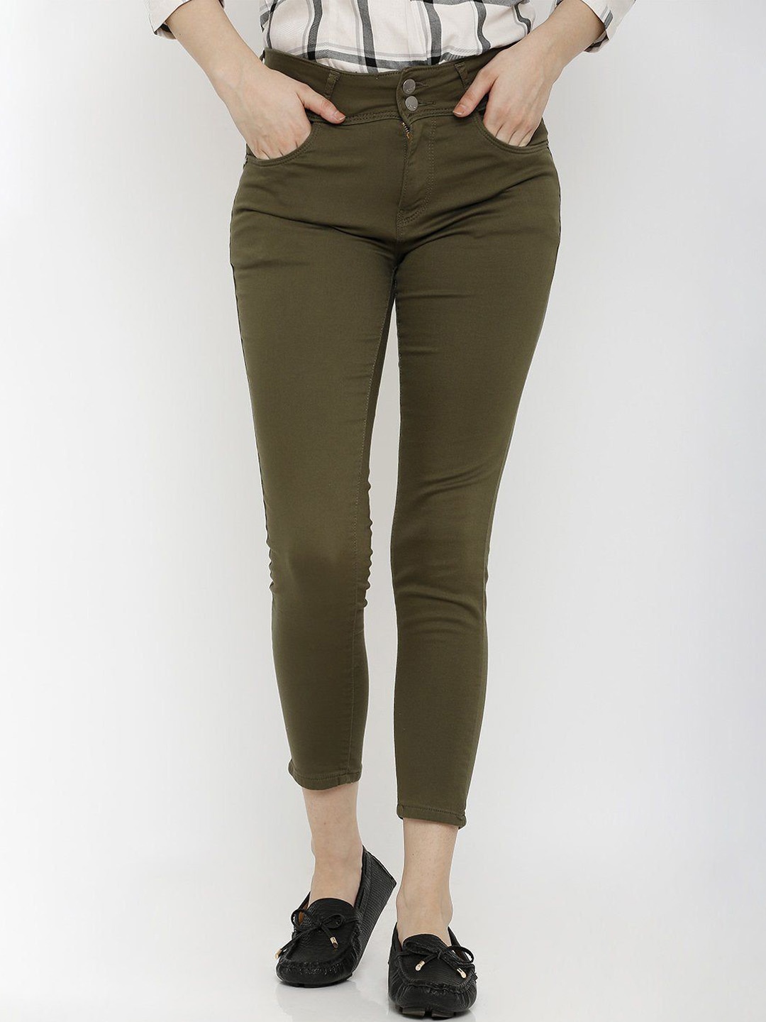 

Kraus Jeans Women Mid-Rise Skinny Fit Jeans, Olive