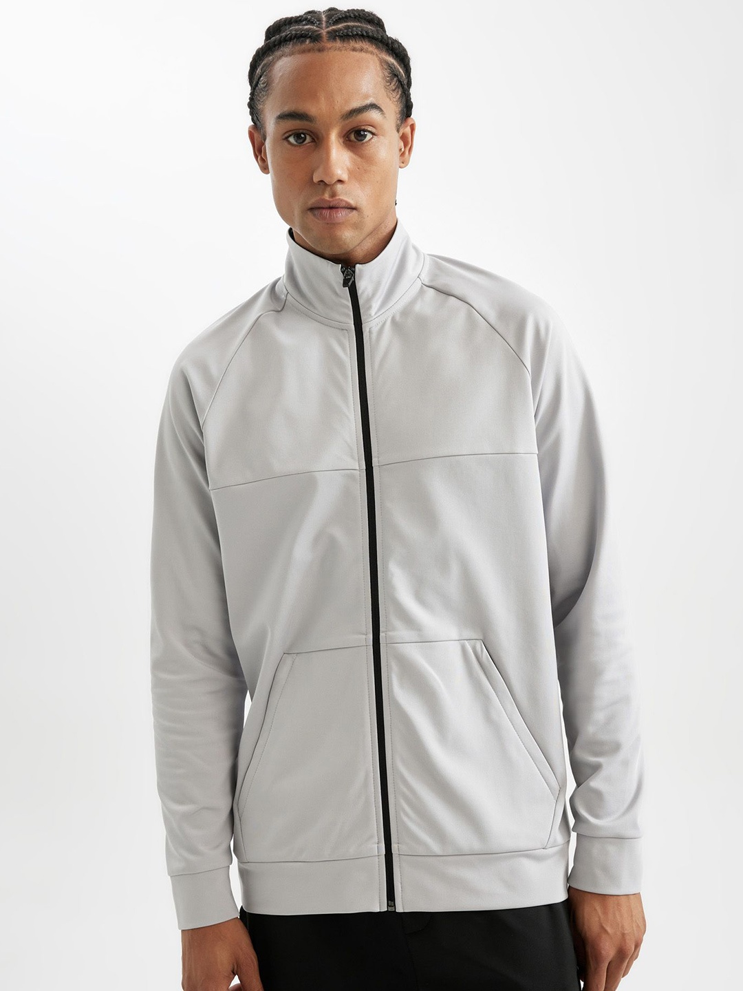 

DeFacto Men Cotton Front-Open Sweatshirts, Silver