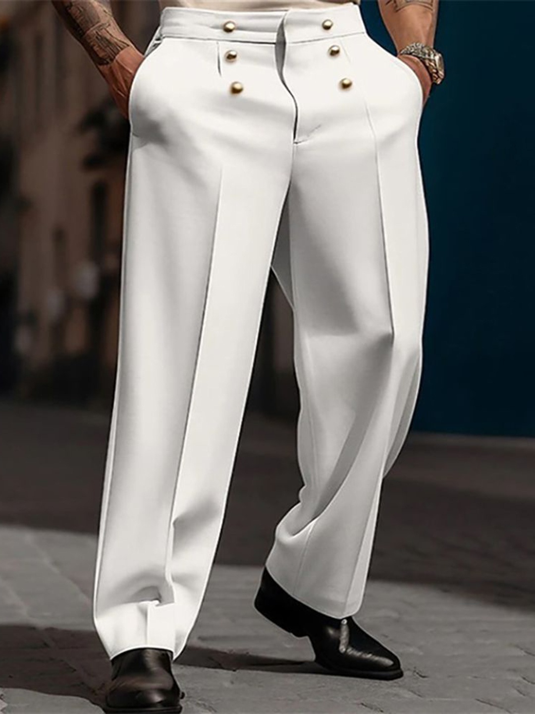 

StyleCast x Revolte Men Mid-Rise Easy Wash Trousers, White