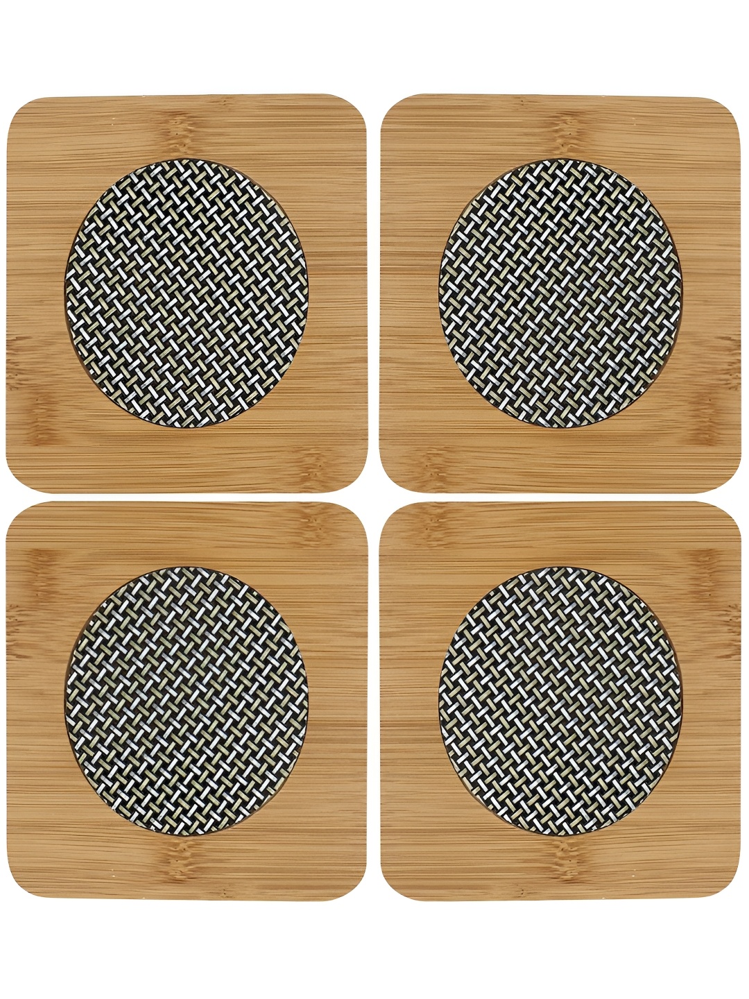 

HOKIPO Brown & Black 4 Pieces Textured Square Coasters