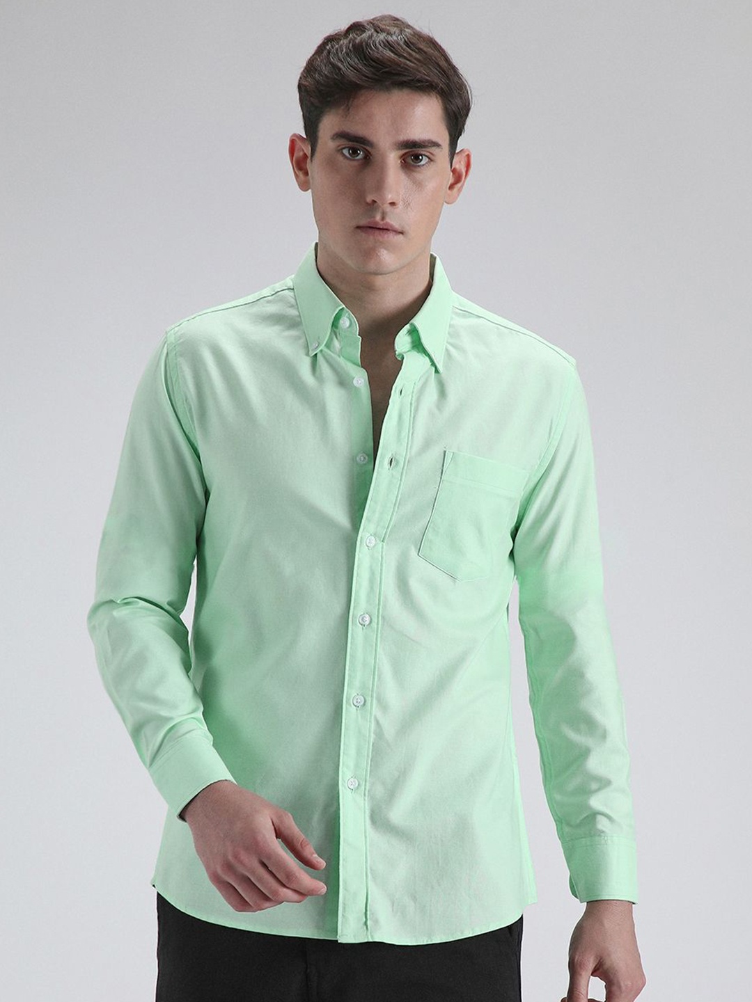 

Banana Club Men Classic Slim Fit Casual Shirt, Green