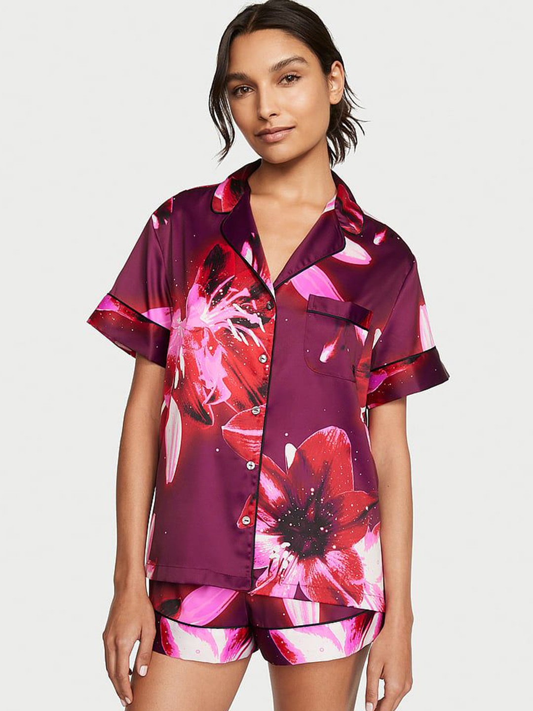 

Victoria's Secret Women Floral Printed Night suit, Purple