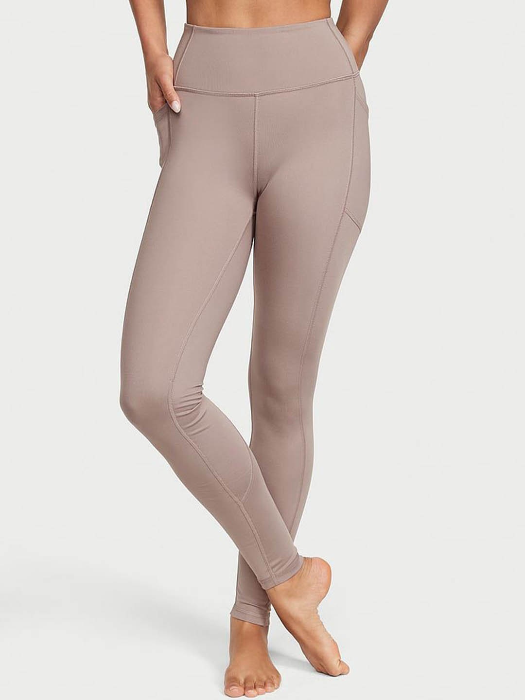 

Victoria's Secret Women High-Rise Ankle-Length Pocket Sports Tights, Beige