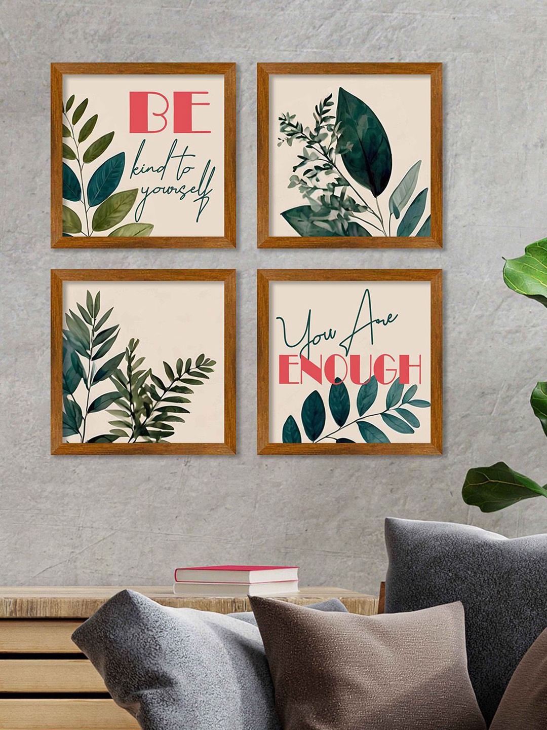 

ArtVibes White & Black 4 Pieces Inspiring Quote Wooden Painting Wall Art