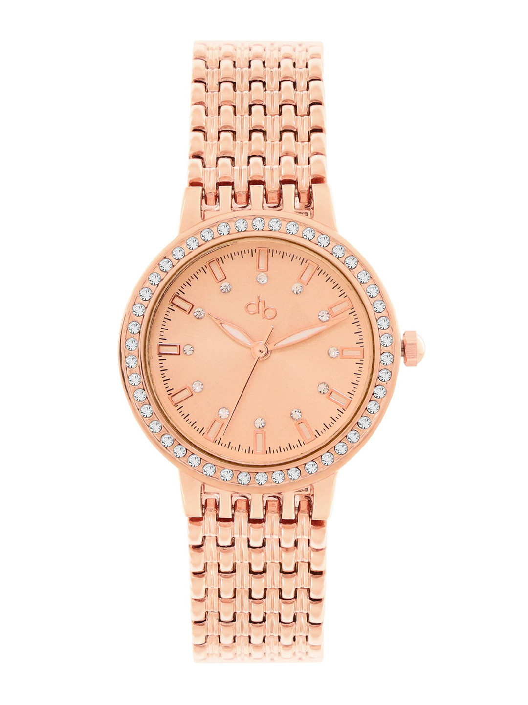 

DressBerry Women Brass Embellished Dial & Bracelet Style Straps Analogue Watch DB-SS24-14A, Rose