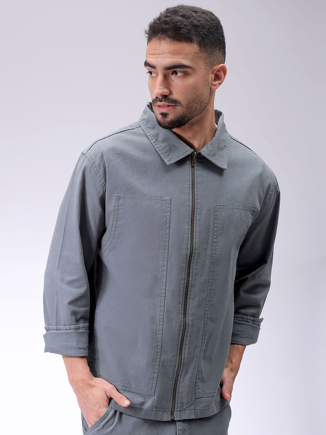 

The Indian Garage Co Men Open Front Jacket, Grey