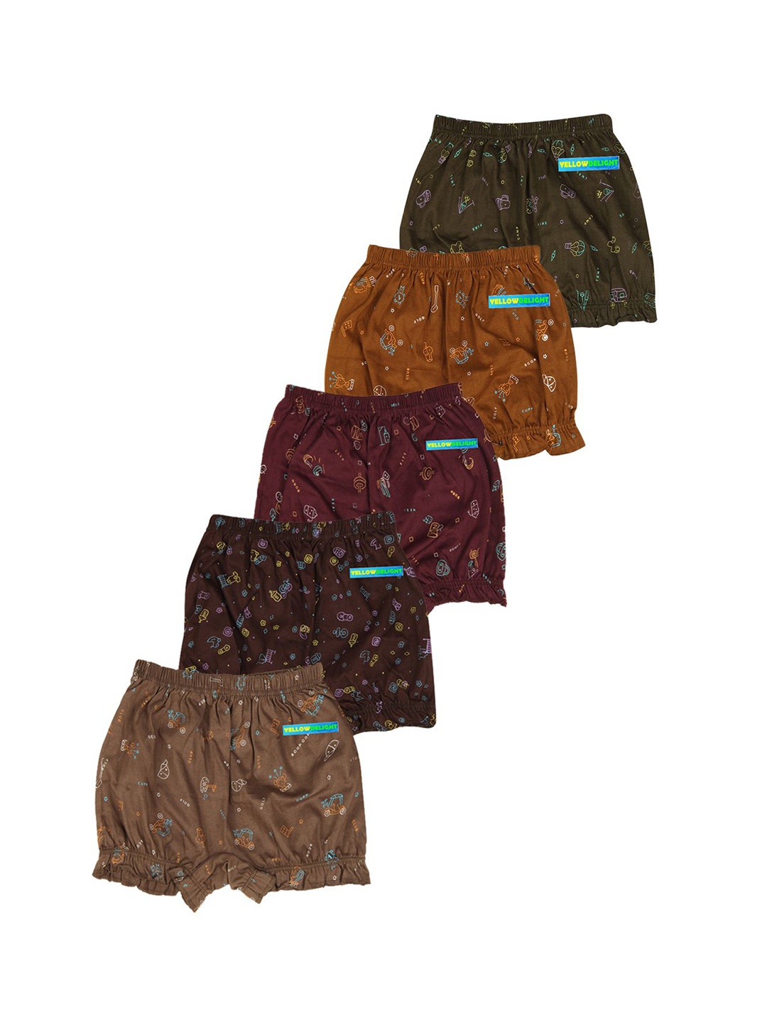 

YELLOWDELIGHT Pack of 5 Printed Cotton Hipster Briefs YD 683 Ramvi (w) Bloomer XS-5p, Brown