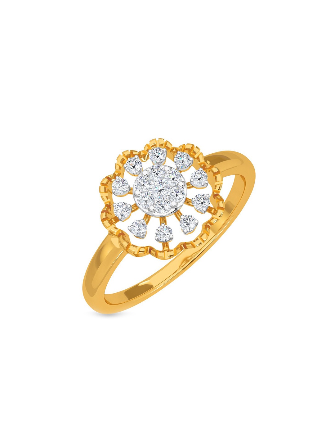 

KISNA DIAMOND AND GOLD JEWELLERY Women 18Kt Yellow Gold-Plated Studded Finger Ring 2.19gm