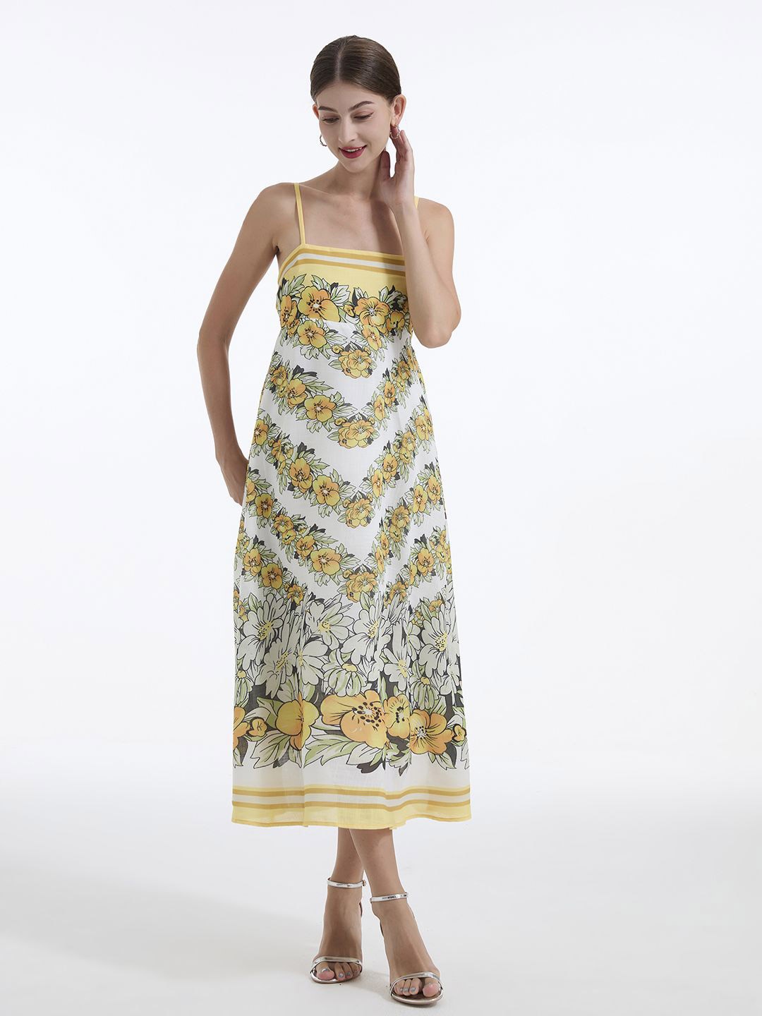 

JC Collection Women Floral Printed Midi Dress, Yellow