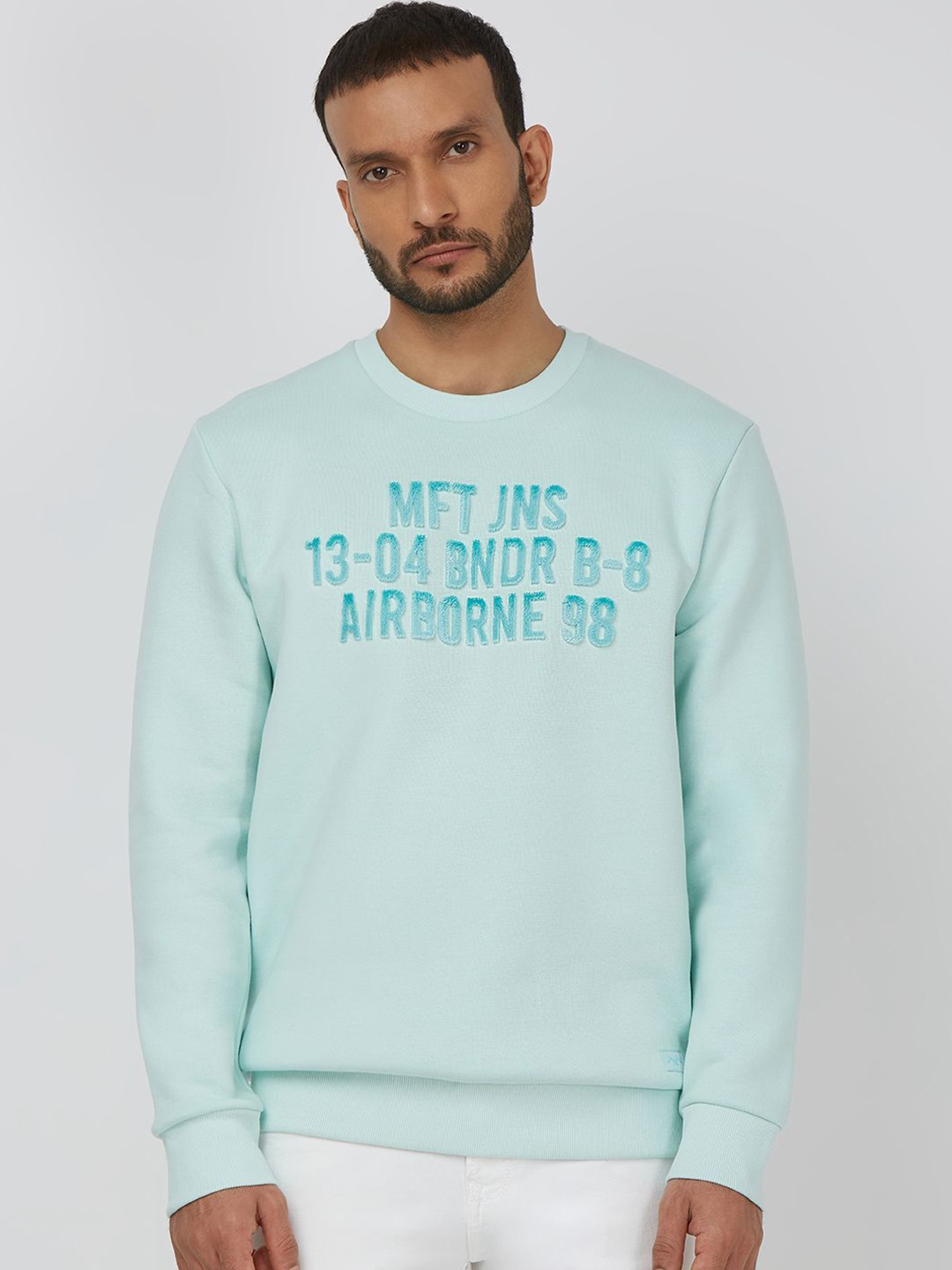

Mufti Men Embroidered Long Sleeves Sweatshirt, Blue