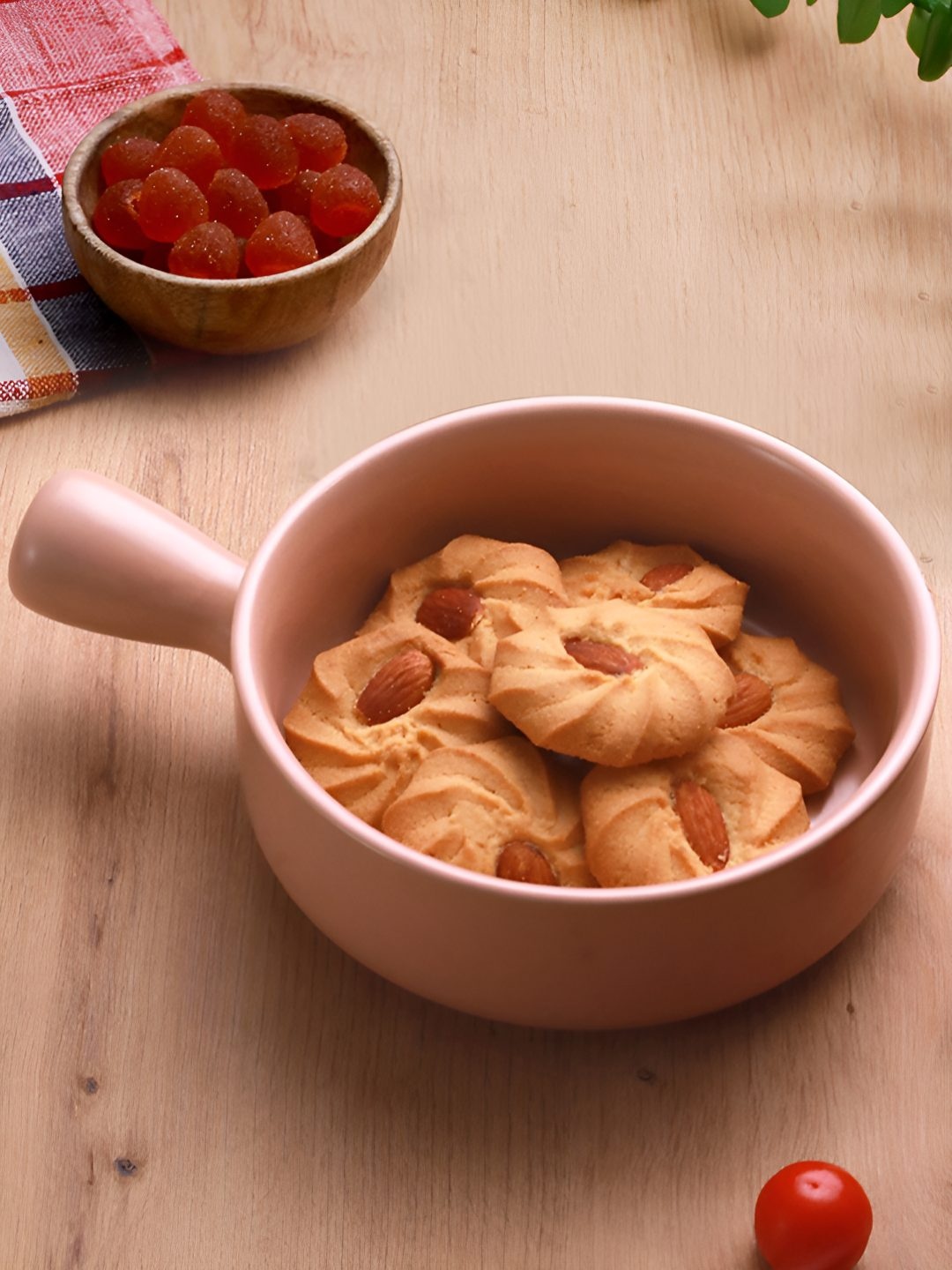 

TIED RIBBONS Pink Ceramic Matte Serving Bowls With Handle - 750 ml