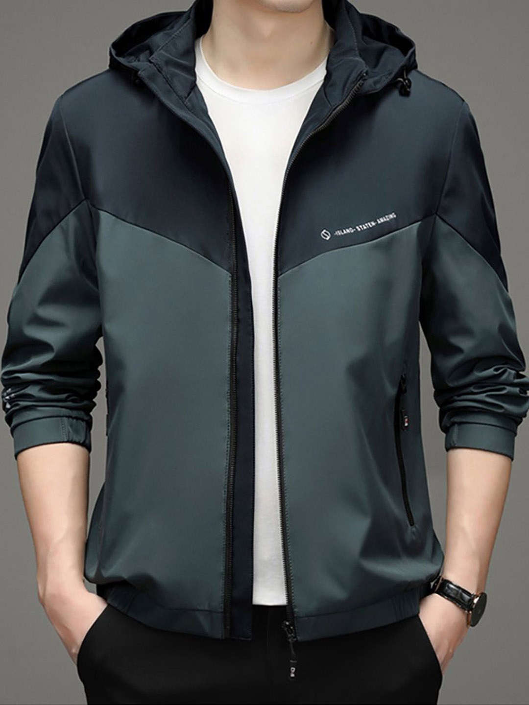 

StyleCast x Revolte Men Lightweight Open Front Jacket, Green