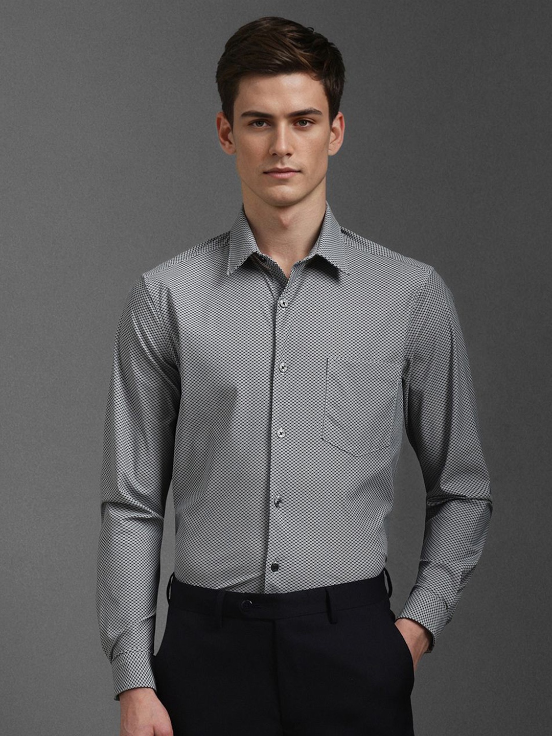 

Louis Philippe Men Slim Fit Printed Formal Shirt, Grey