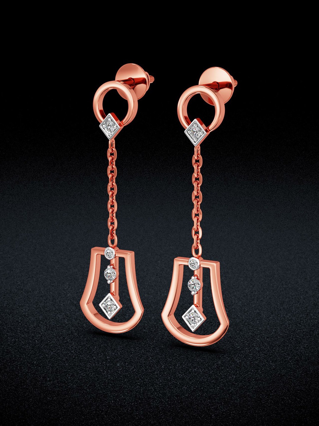 

Joyalukkas Women 18KT Diamond Drop Earrings, Rose gold