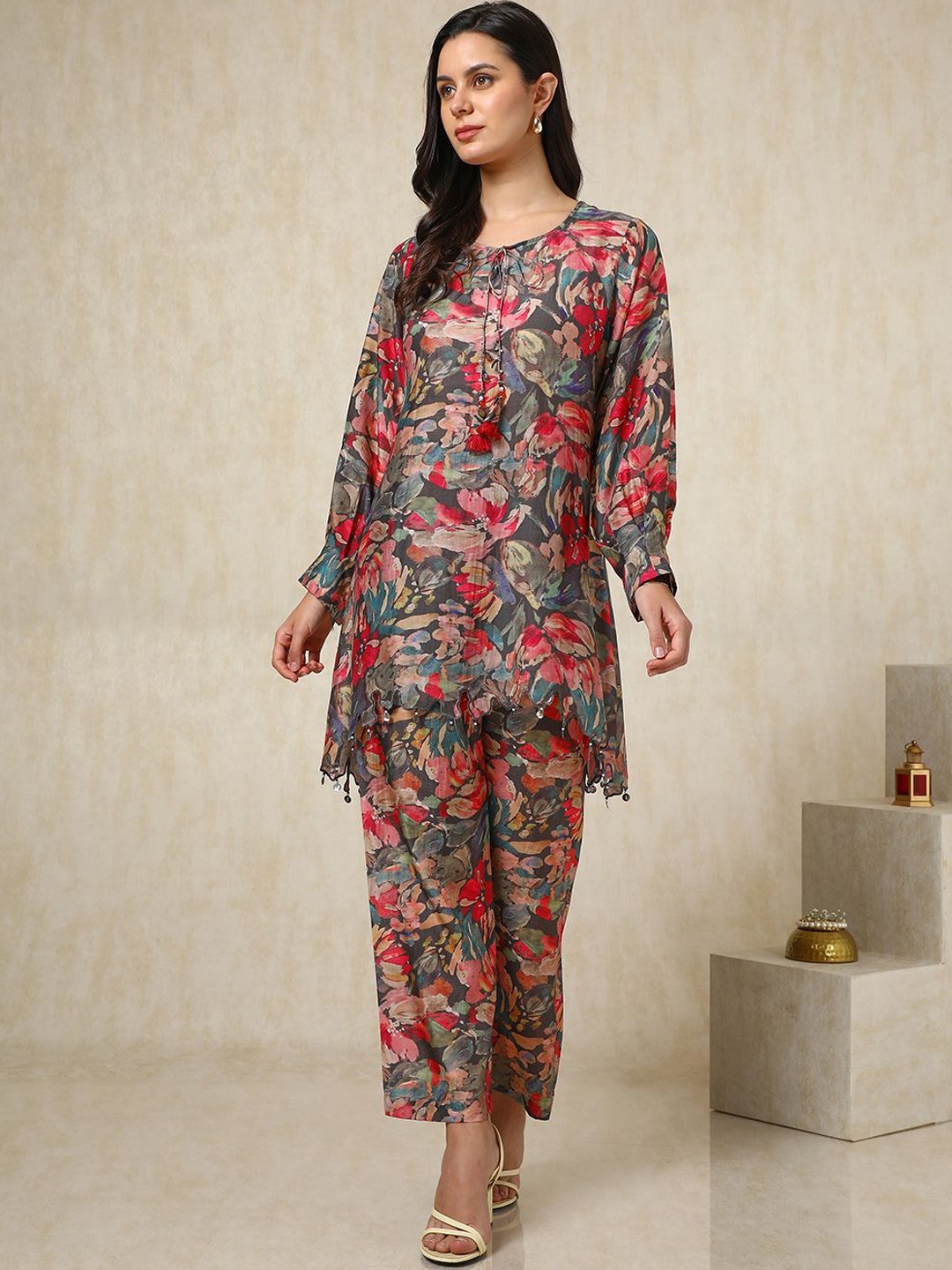 

Soch Floral Printed Tunic & Trouser, Charcoal